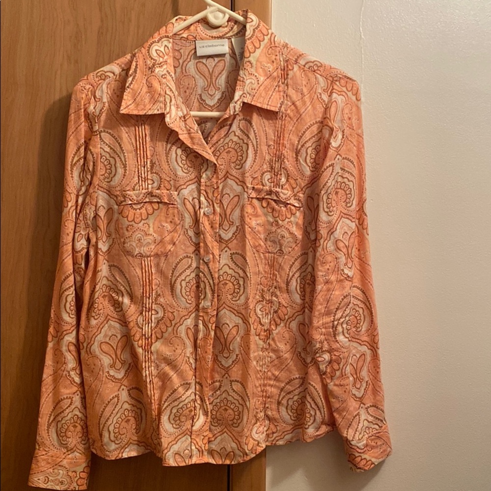 Liz Claiborne Peach Paisley Blouse